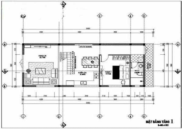 Bản thiết kế nhà 5x15 tầng 1