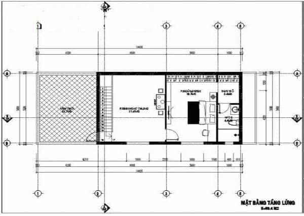 Bản thiết kế nhà 5x15 căn gác lửng