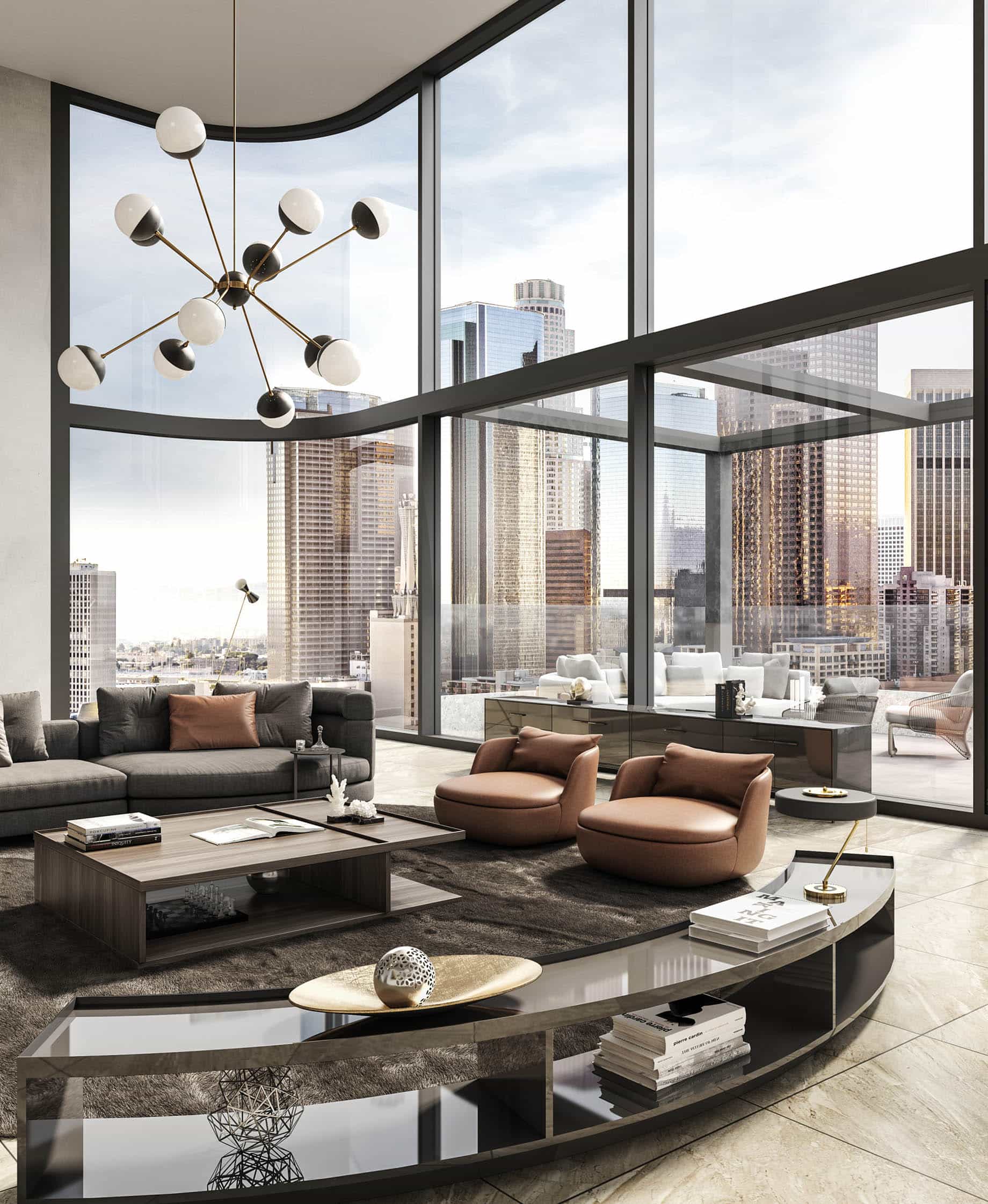 Thiết kế penthouse thoáng đãng, mở rộng tầm nhìn với cửa kính lớn
